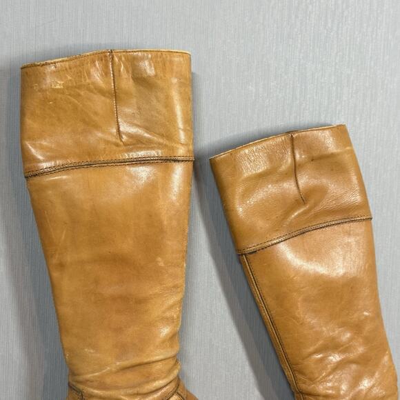 Chandler’s Campus Boots Knee High Tan Leather Vtg 70s 80’s Riding Sz 6.5 Camel - Picture 7 of 16